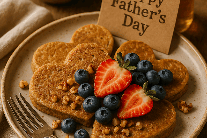 Healthy Whole Wheat Pancakes with Berries and Walnuts